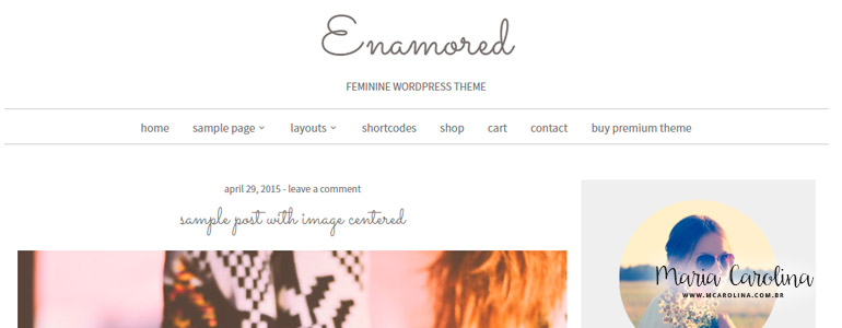 Enamored | 6 incríveis temas free para seu blog | MCarolina.com.br